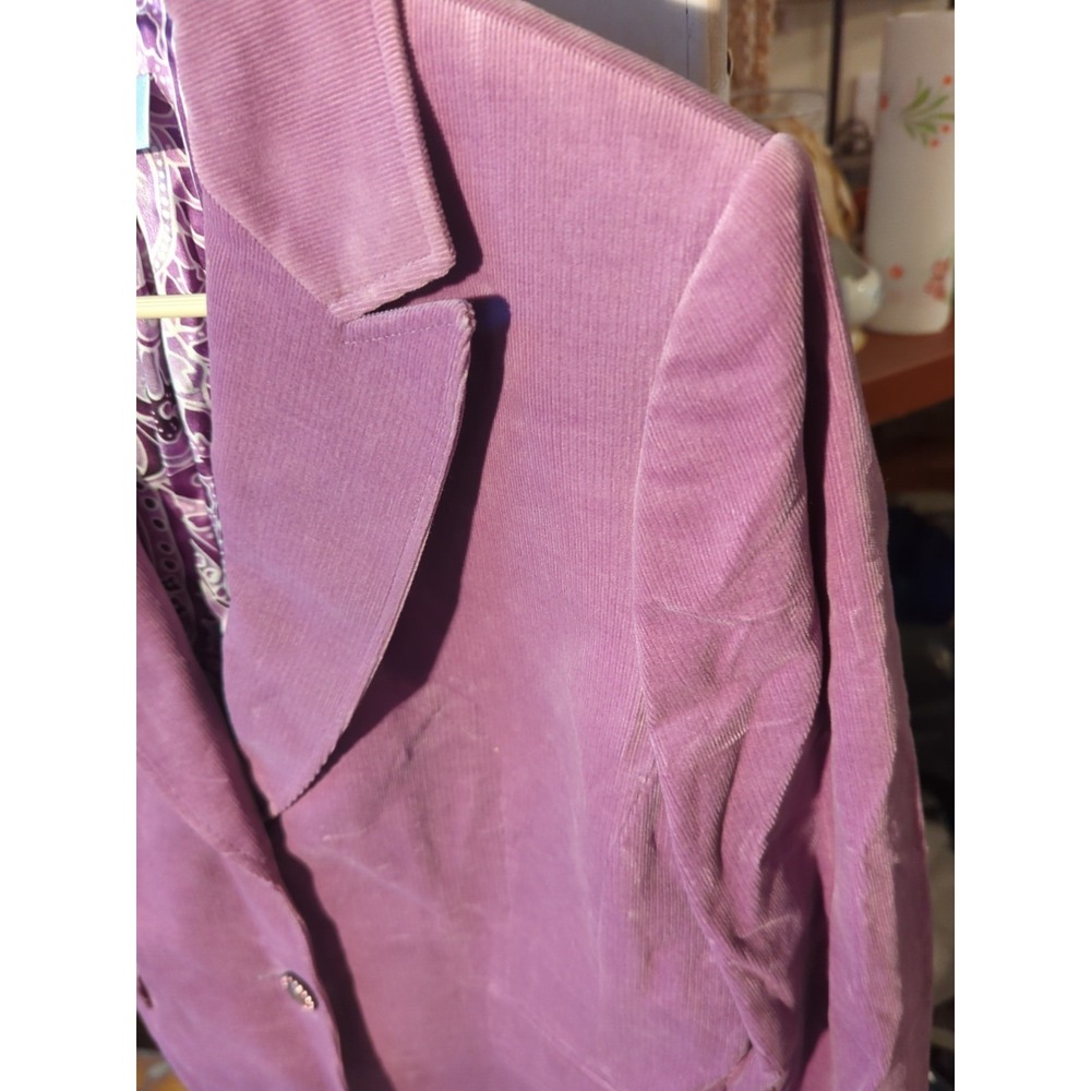 NWT Vintage Tahari Plum Purple Corduroy Blazer Stud Accents Size L Modern READ! - Picture 5 of 13